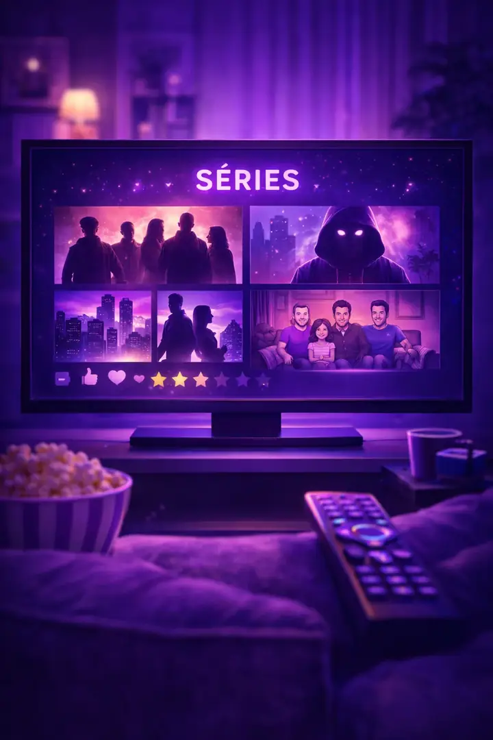 Televisão exibindo catálogo de séries