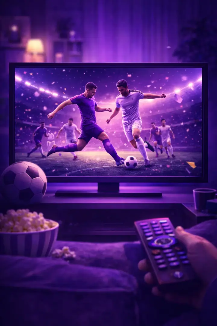 Televisão transmitindo uma partida de futebol